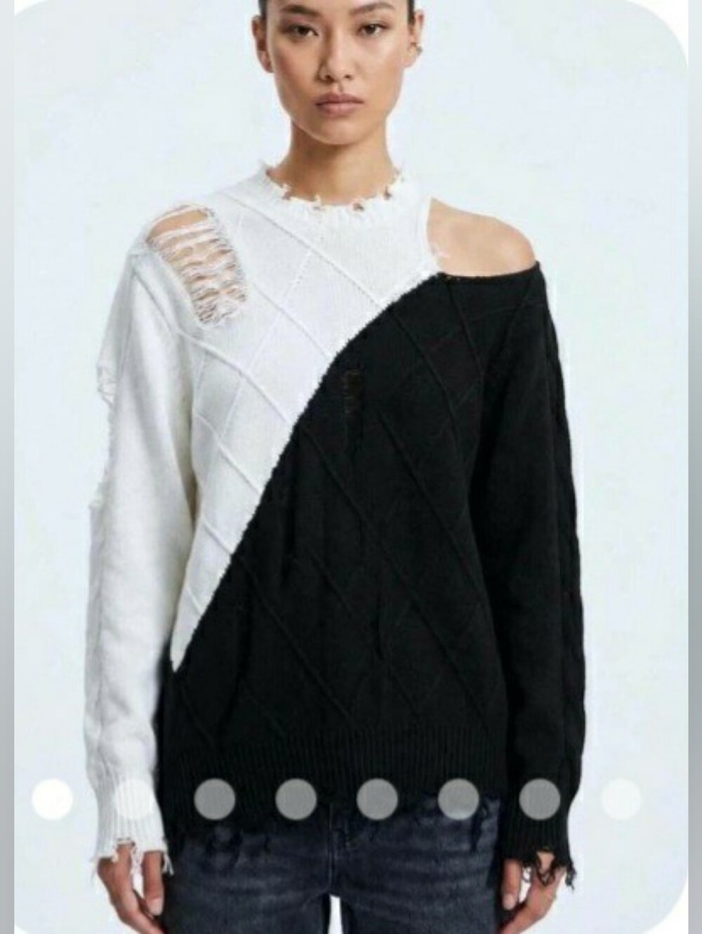 VICI COLLECTION DISTRESSED COLD SHOULDER SWEATER